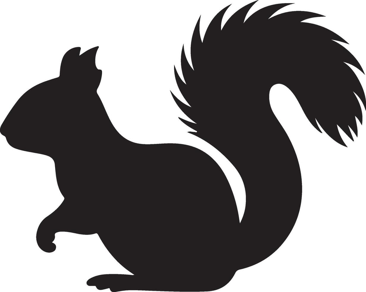 Squirrel Silhouette Vector Illustration White Background