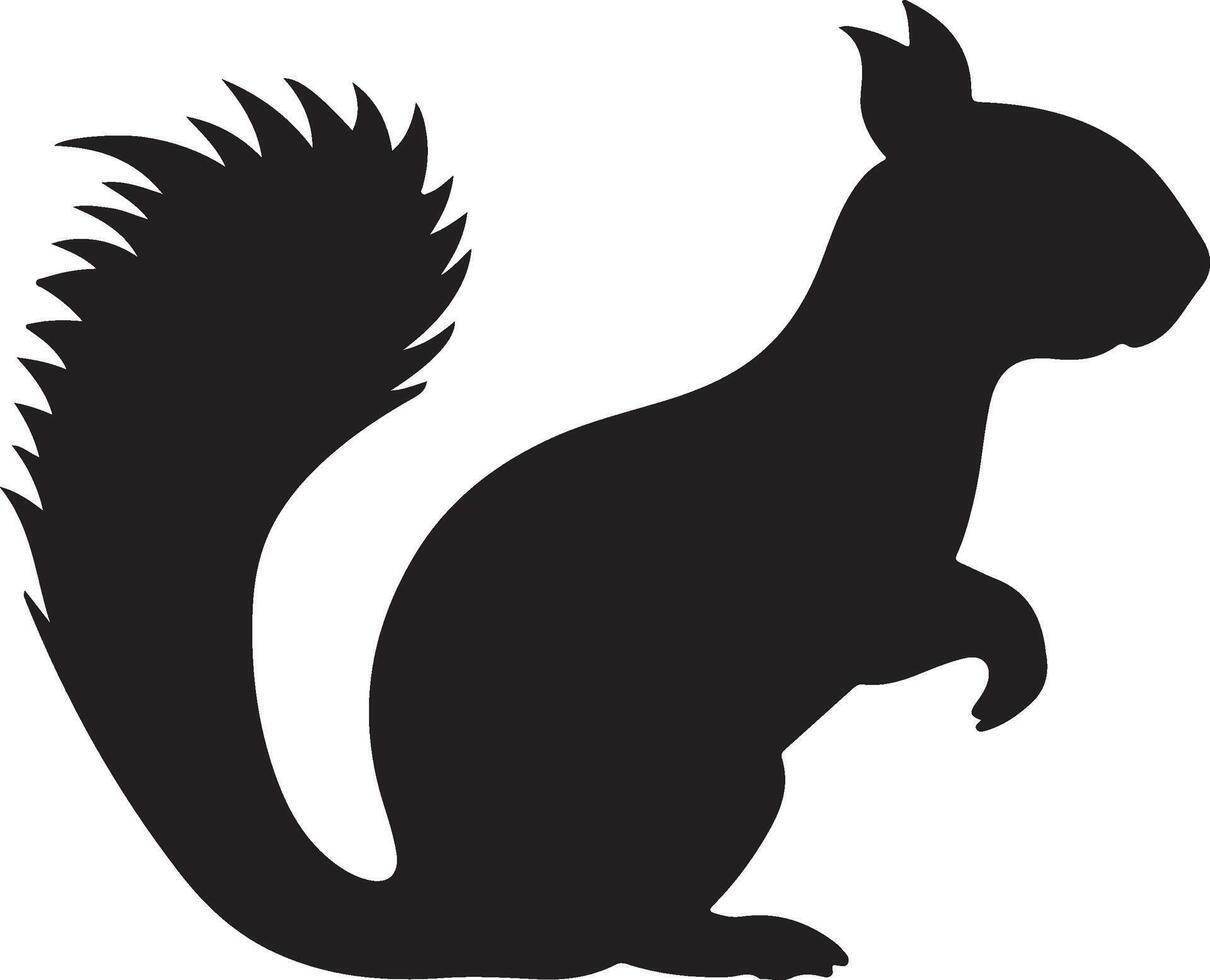 Squirrel Silhouette Vector Illustration White Background