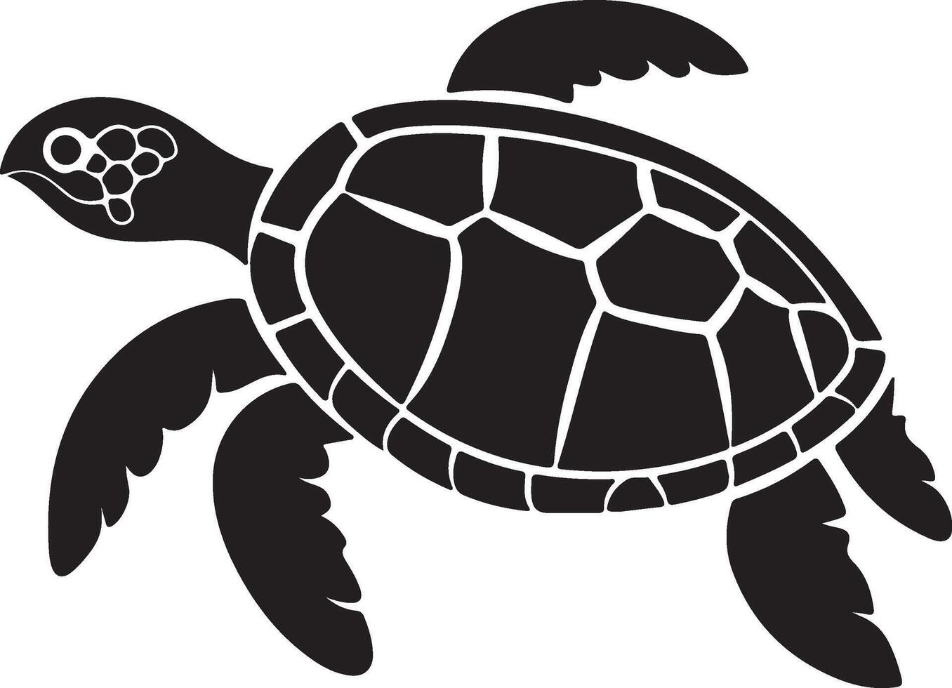 Turtle Silhouette Vector Illustration White Background