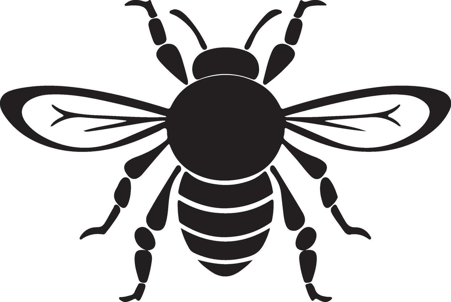Bee Silhouette Vector Illustration White Background