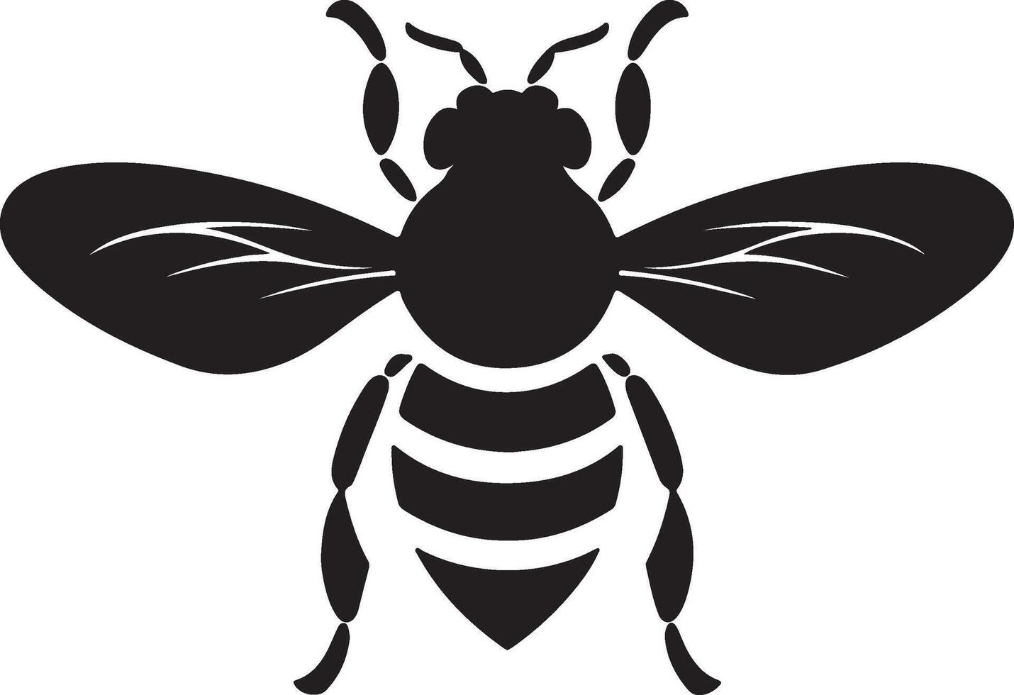 Bee Silhouette Vector Illustration White Background