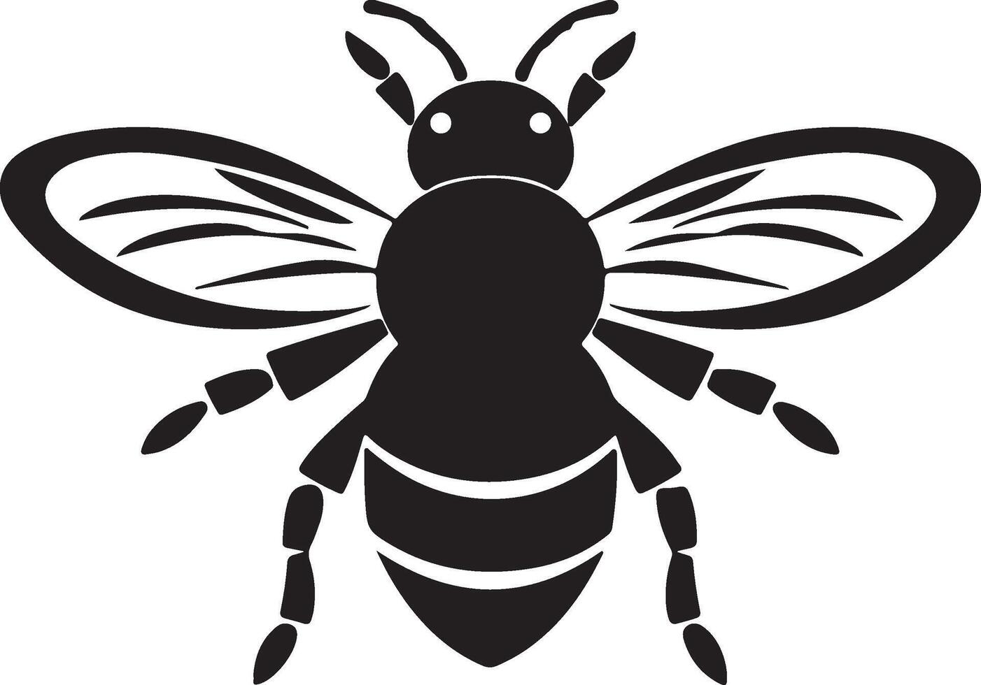 Bee Silhouette Vector Illustration White Background