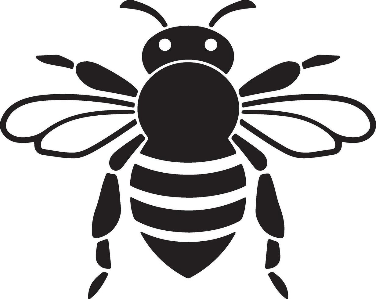 Bee Silhouette Vector Illustration White Background