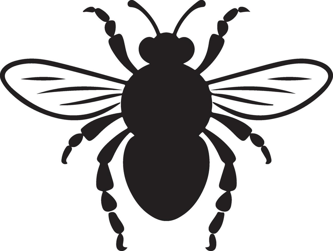 Bee Silhouette Vector Illustration White Background