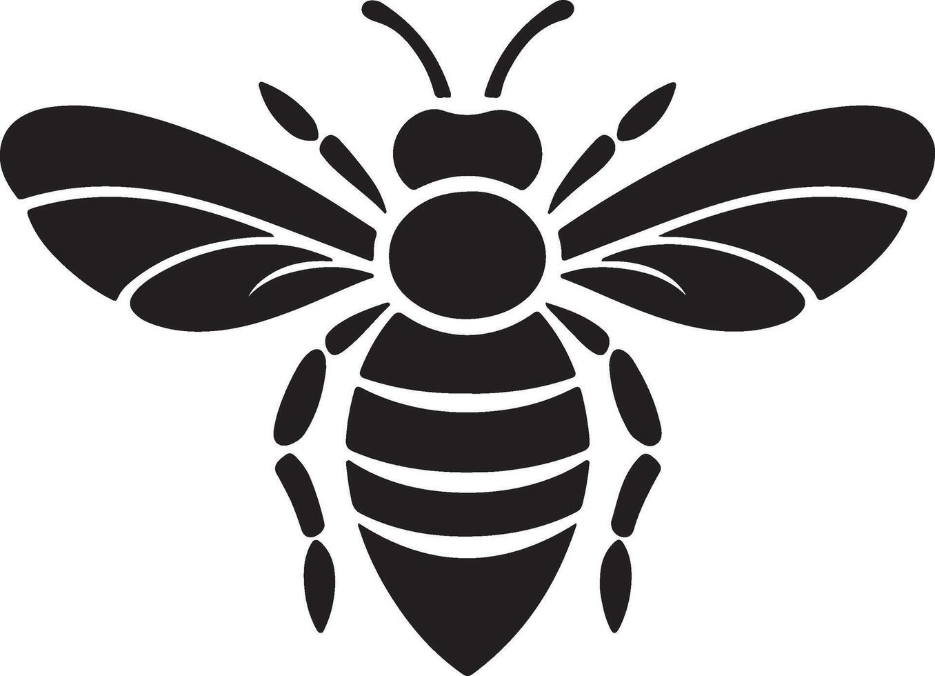 Bee Silhouette Vector Illustration White Background
