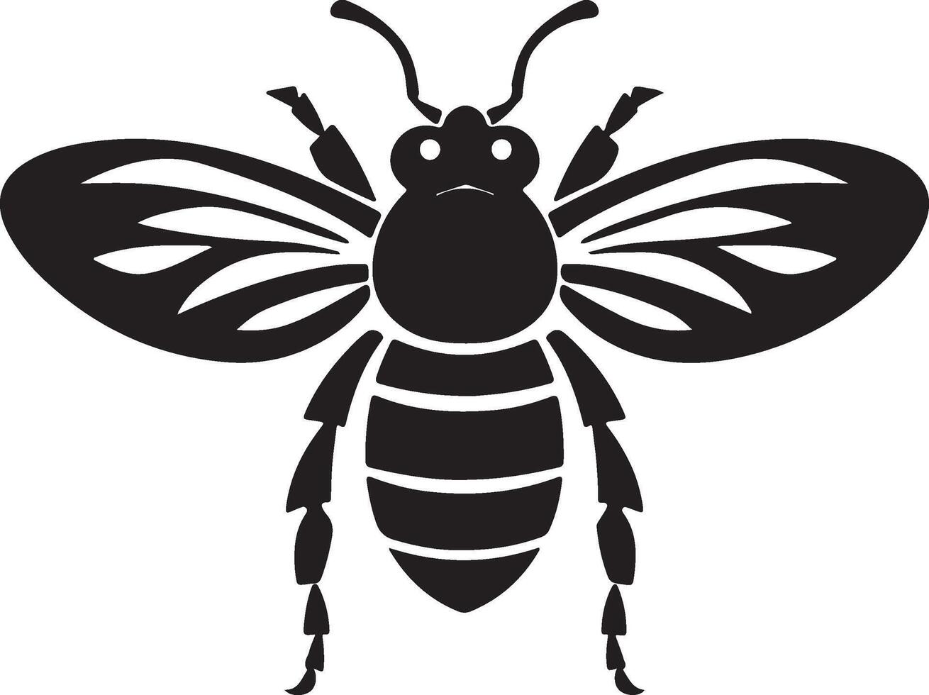 Bee Silhouette Vector Illustration White Background