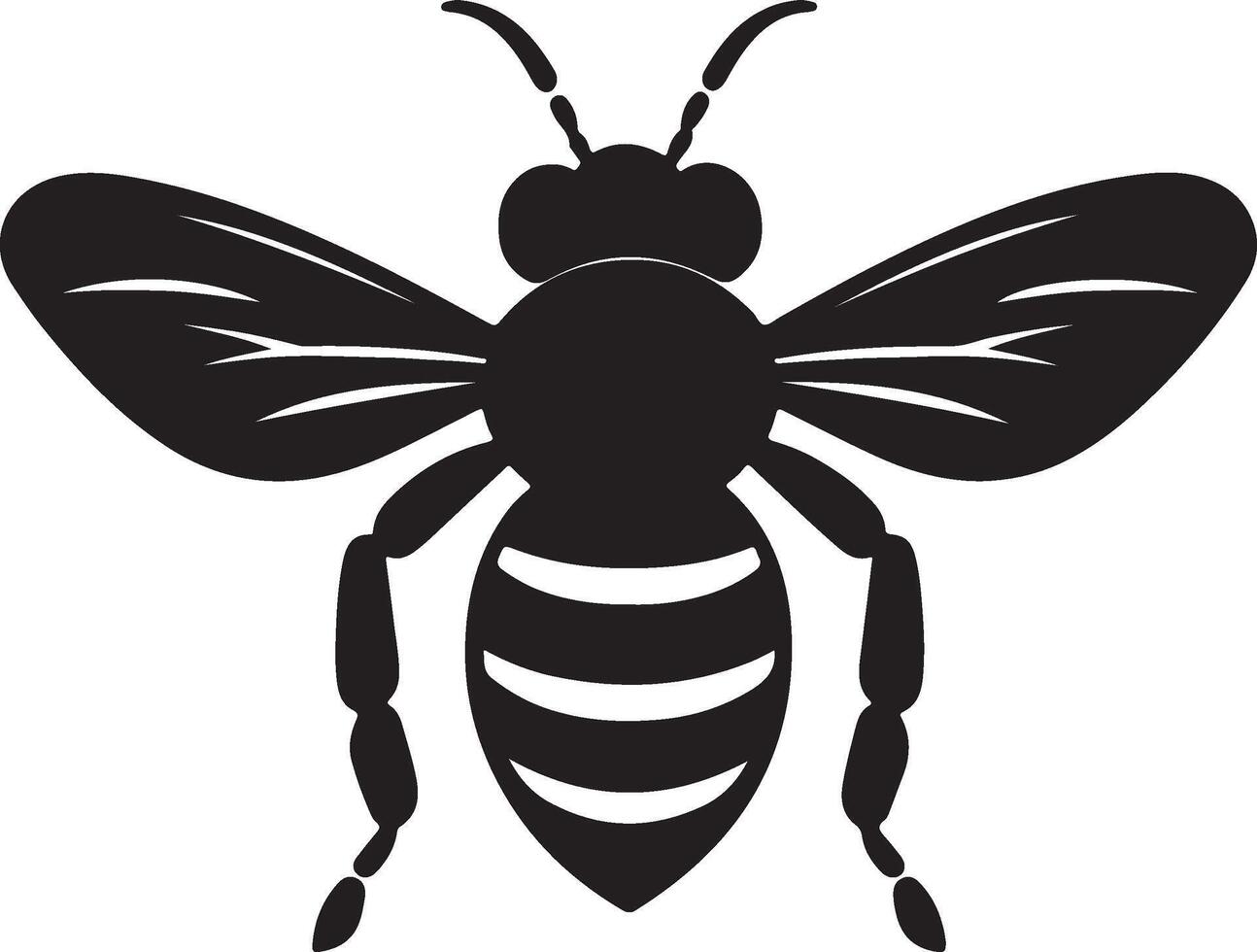 Bee Silhouette Vector Illustration White Background