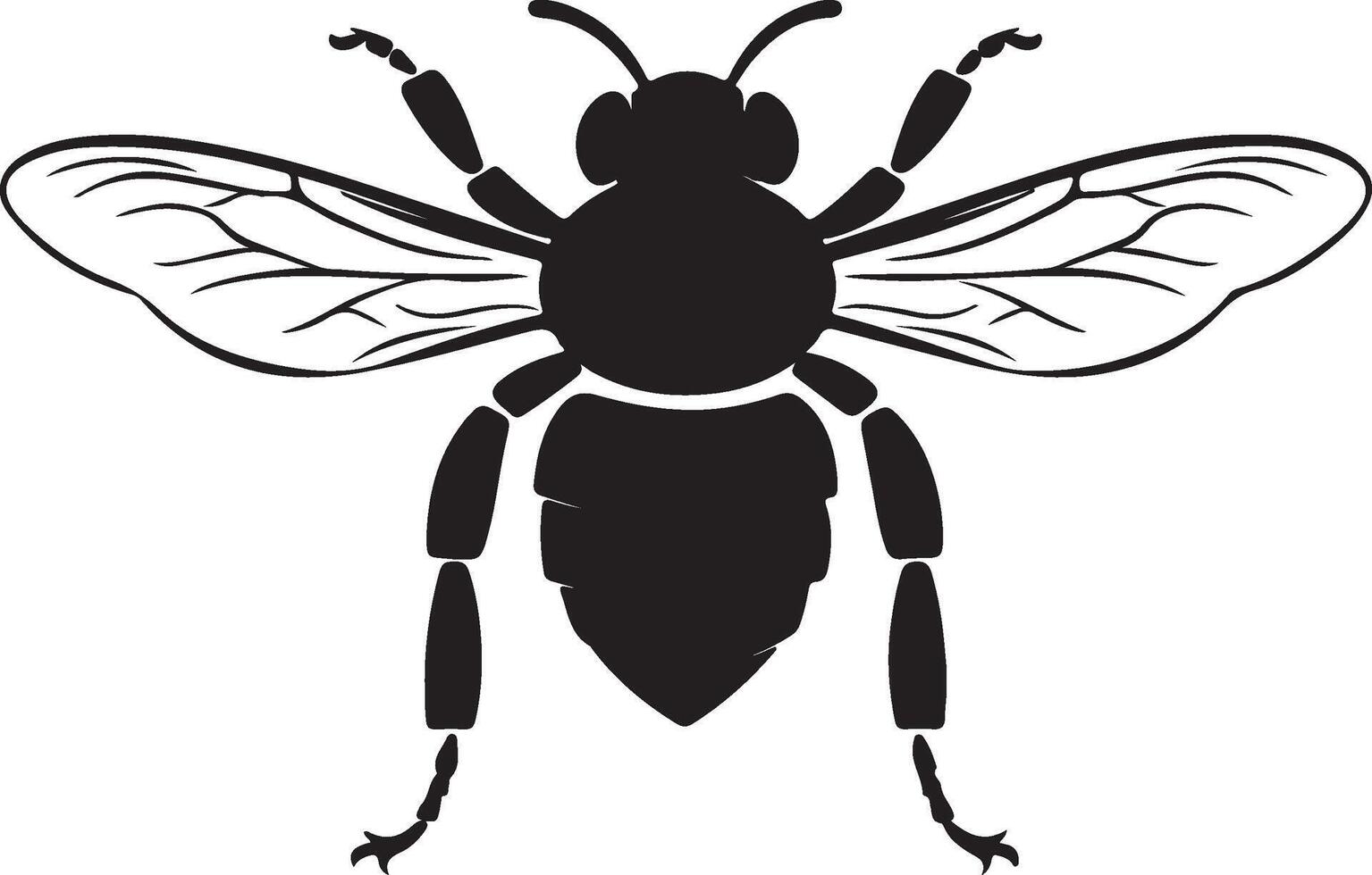 Bee Silhouette Vector Illustration White Background
