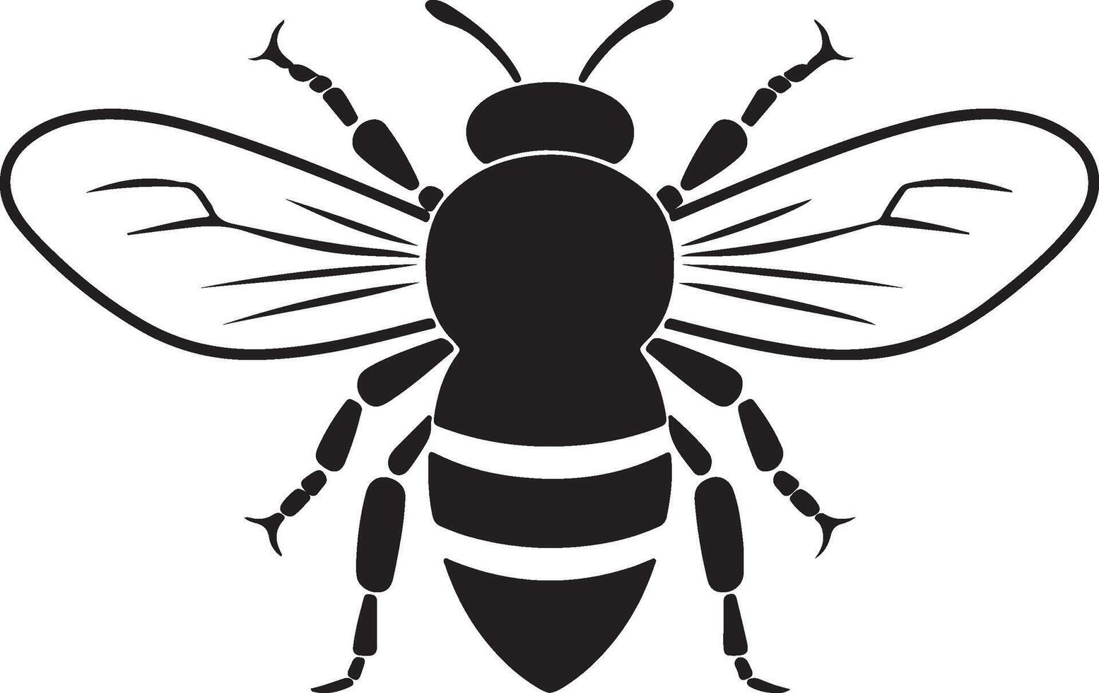 Bee Silhouette Vector Illustration White Background