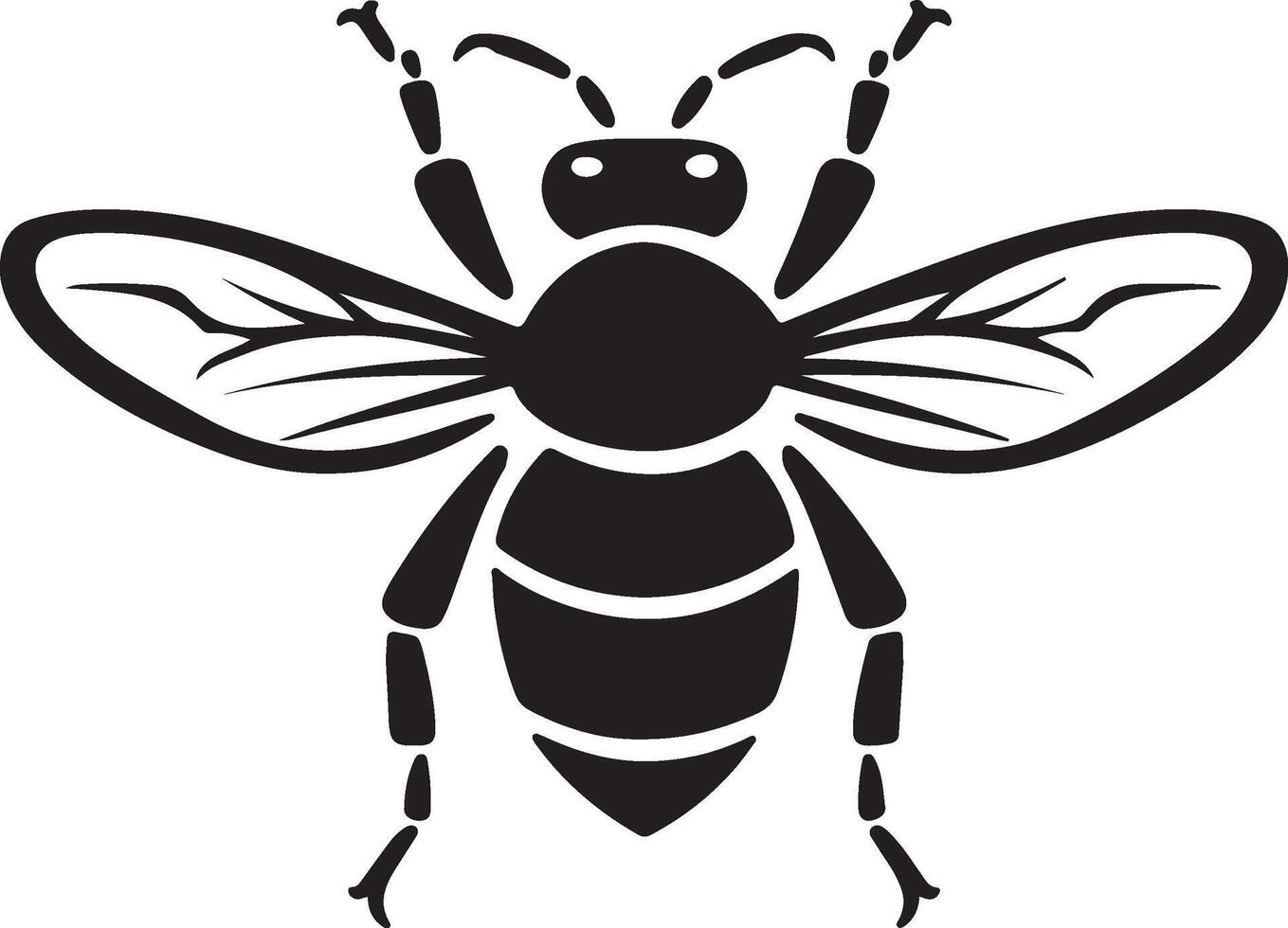 Bee Silhouette Vector Illustration White Background