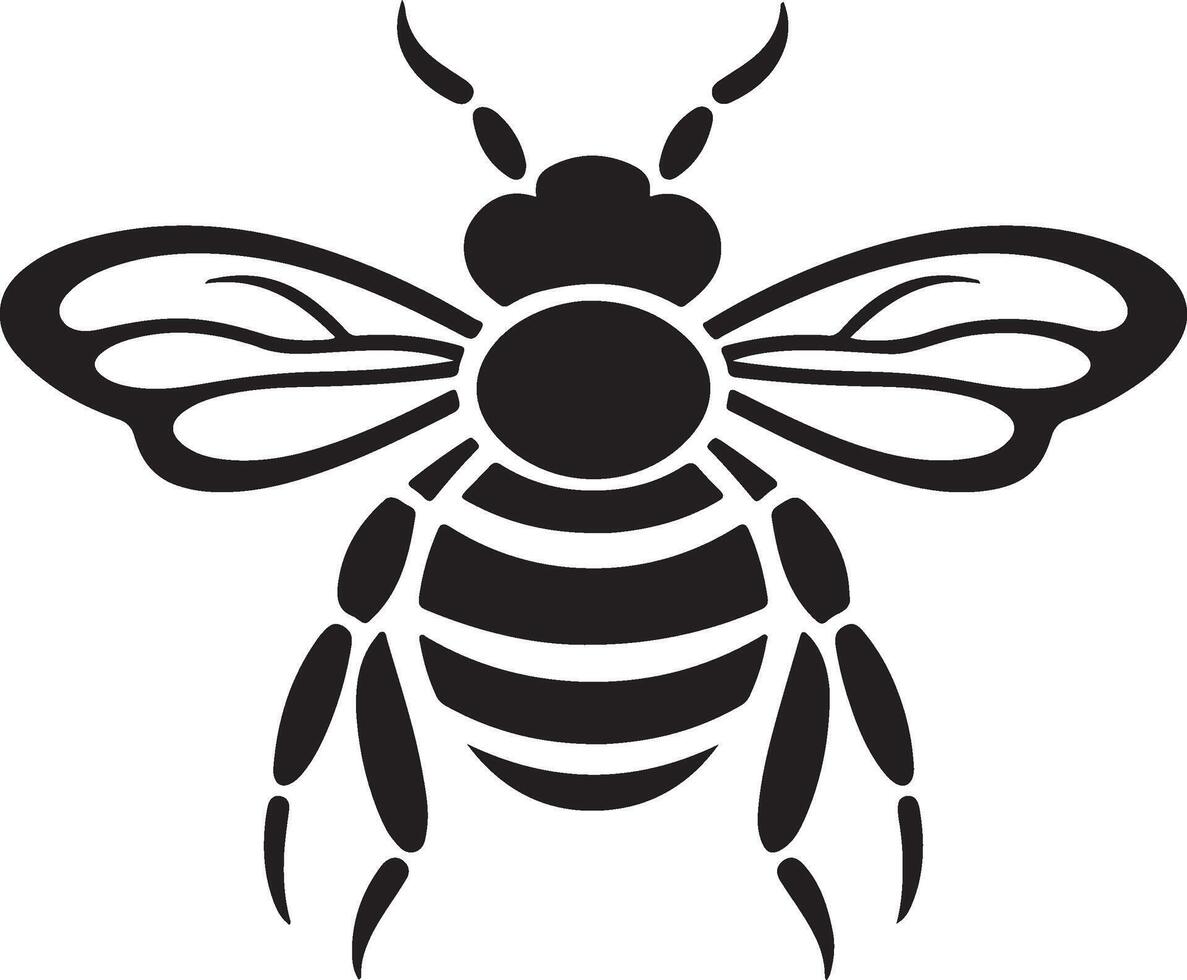 Bee Silhouette Vector Illustration White Background