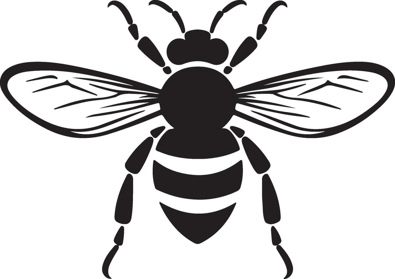 Bee Silhouette Vector Illustration White Background