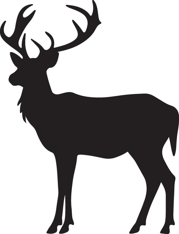 Deer Silhouette Vector Illustration White Background