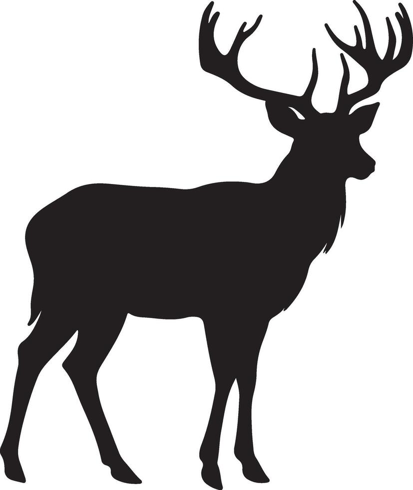 Deer Silhouette Vector Illustration White Background