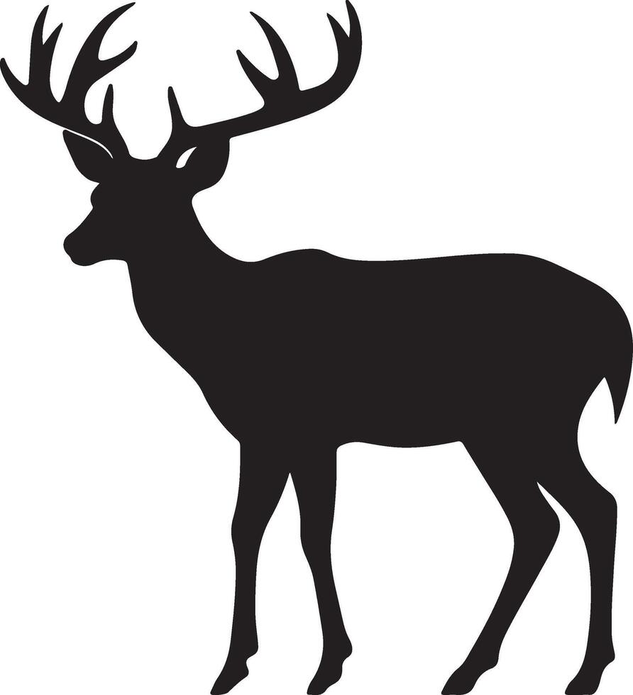 Deer Silhouette Vector Illustration White Background