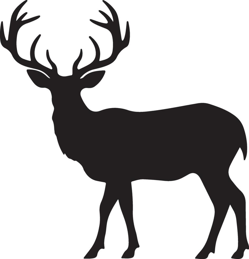 Deer Silhouette Vector Illustration White Background