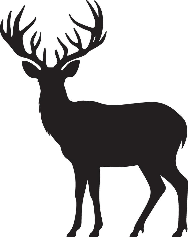 Deer Silhouette Vector Illustration White Background