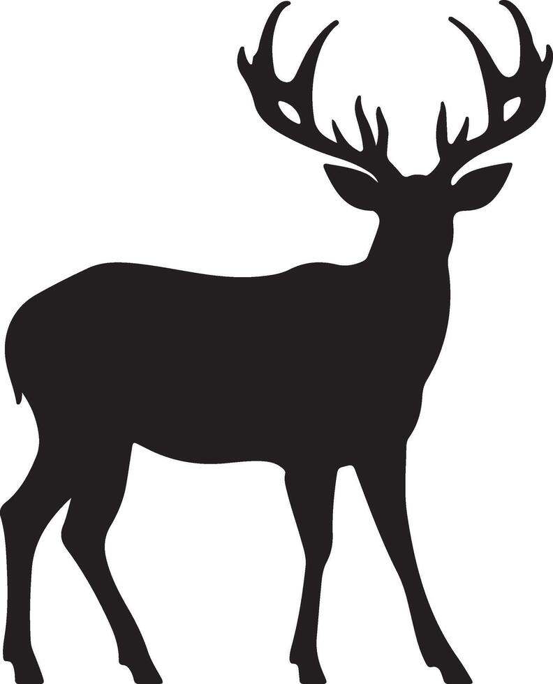 Deer Silhouette Vector Illustration White Background