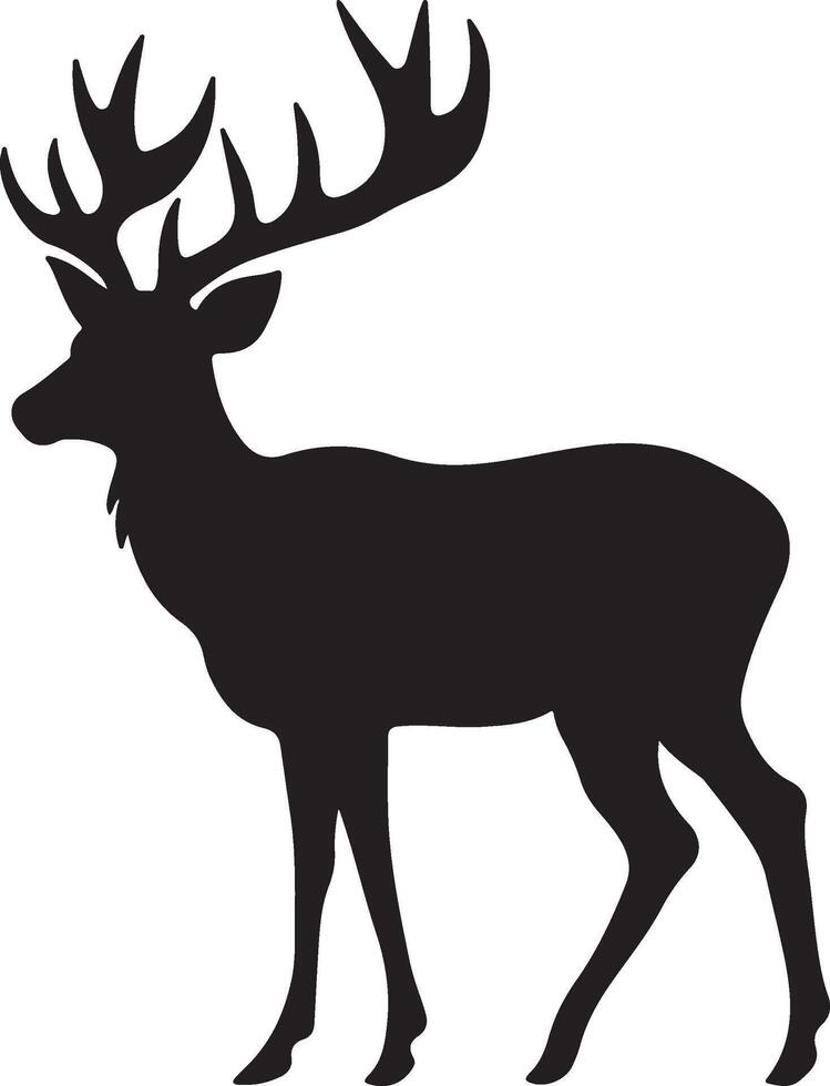 Deer Silhouette Vector Illustration White Background