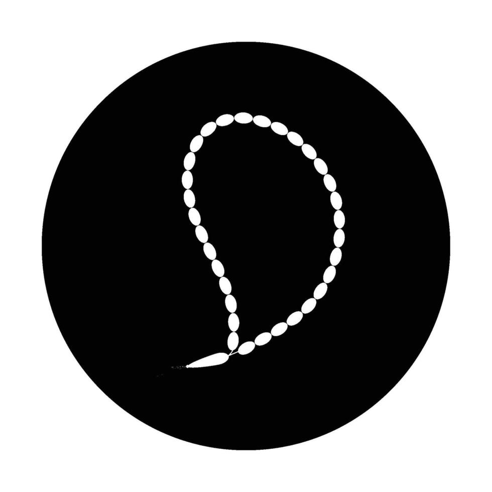A white and black round pendant with a white bead on a black background vector