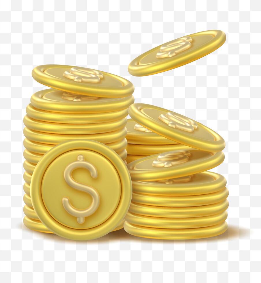 3d simbólico moneda íconos vector