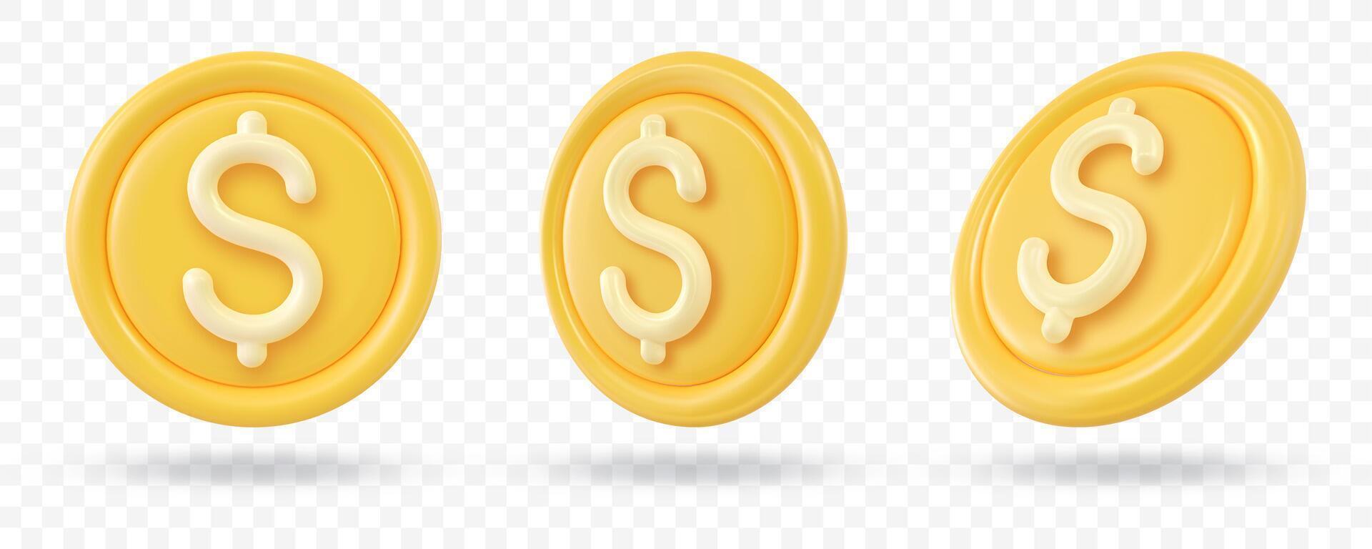3D Token Coin Icons vector