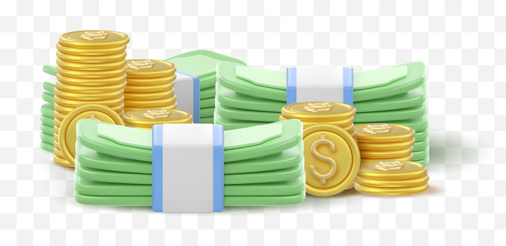 3d icon money, bank banknotes vector