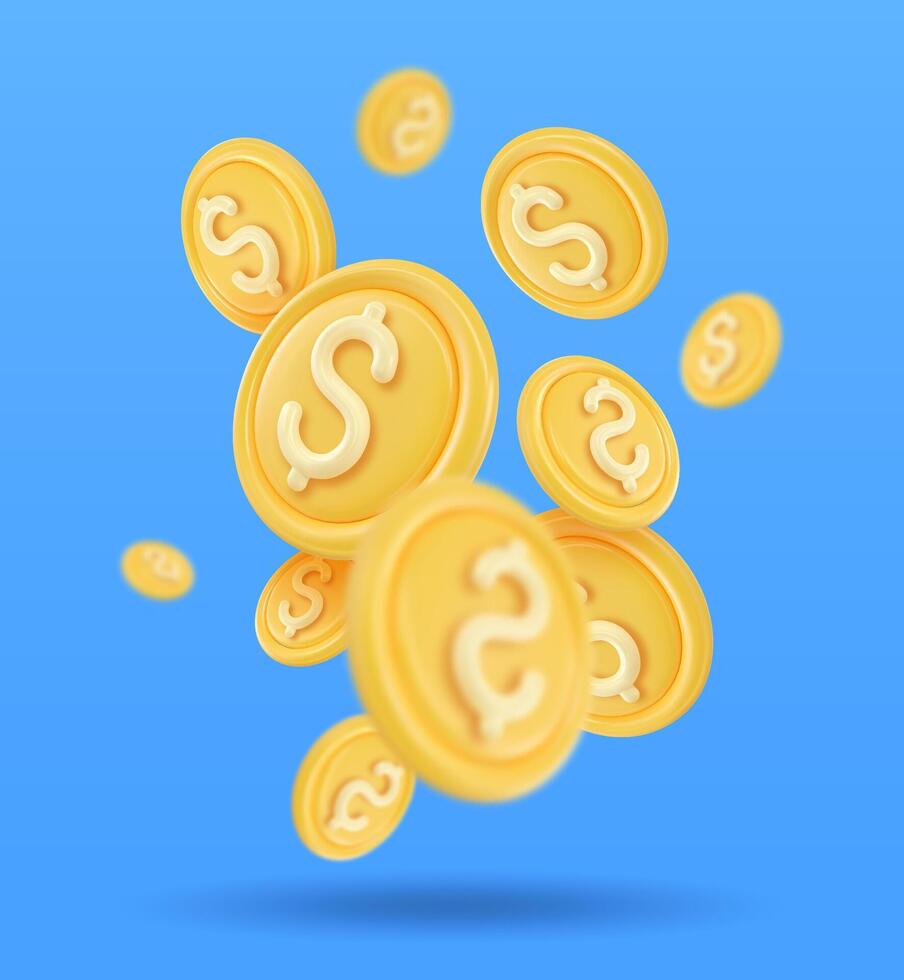 3D Token Coin Icons vector