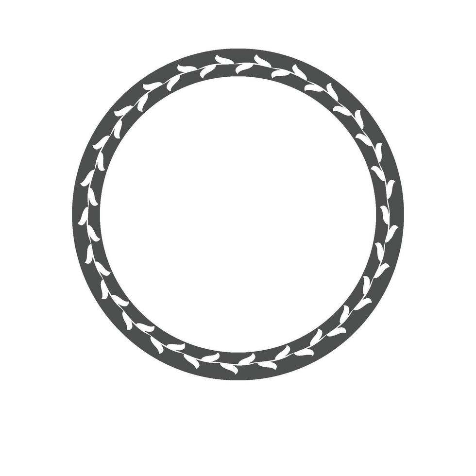 round frame logo with circular leaf motif vector