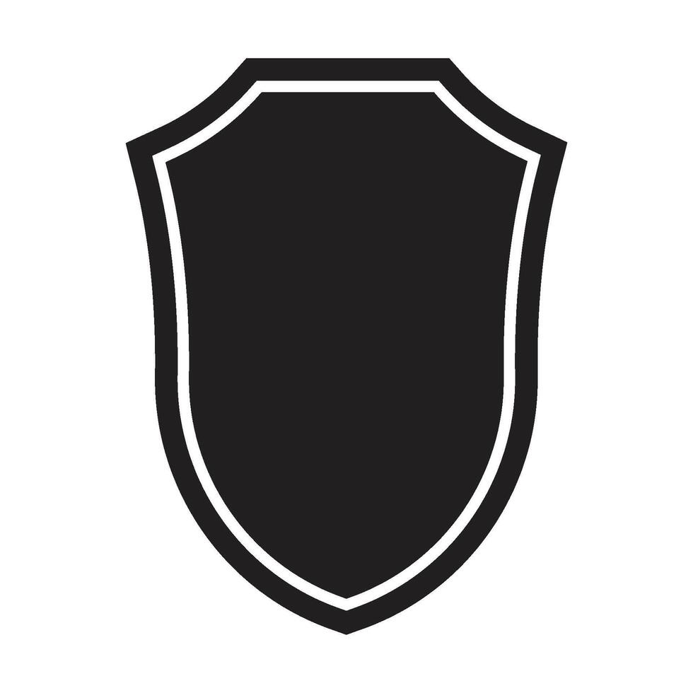 black shield icon with curved side frame at the bottom, vector