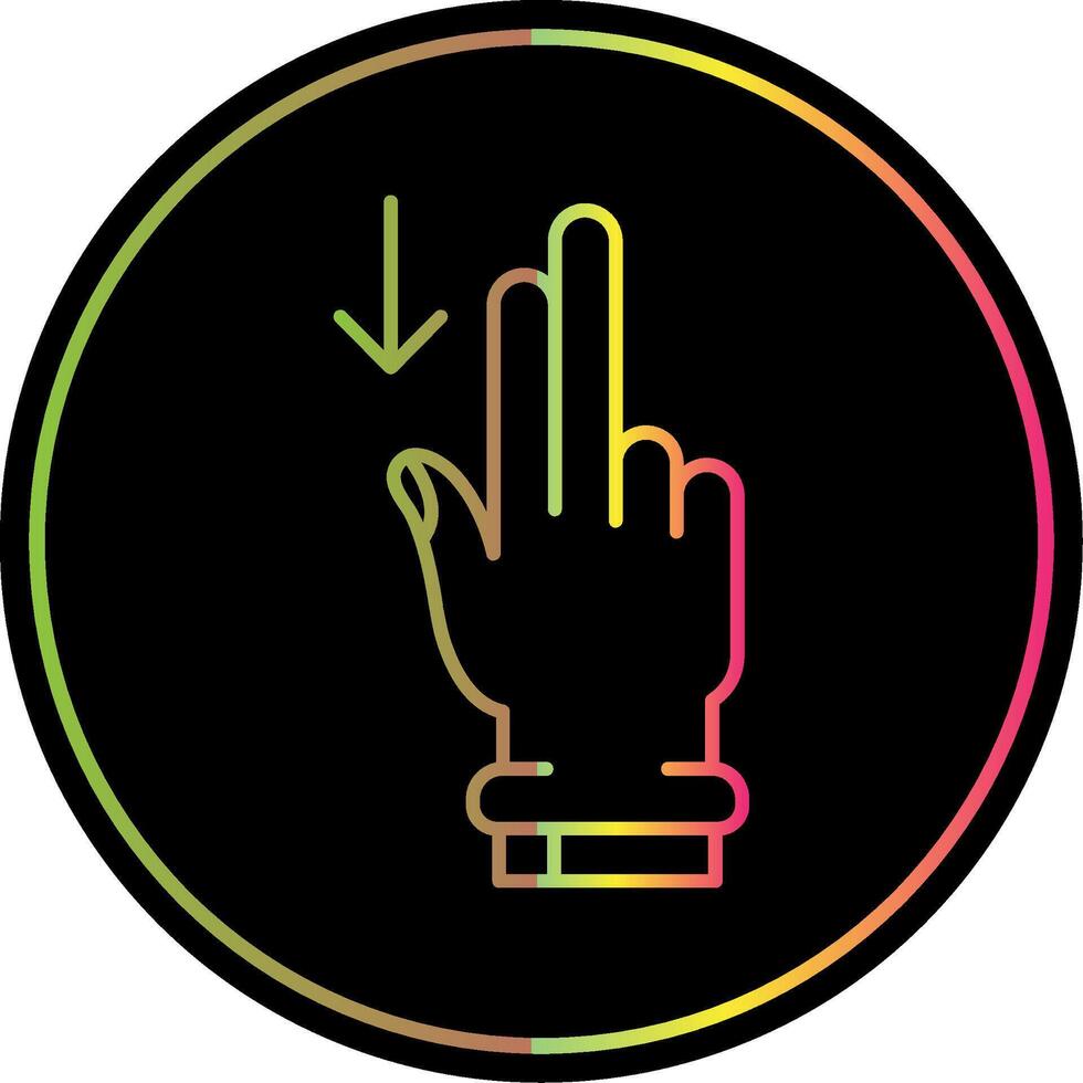 Two Fingers Down Line Gradient Due Color Icon vector