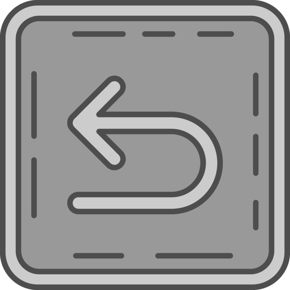 U turn Line Filled Greyscale Icon vector