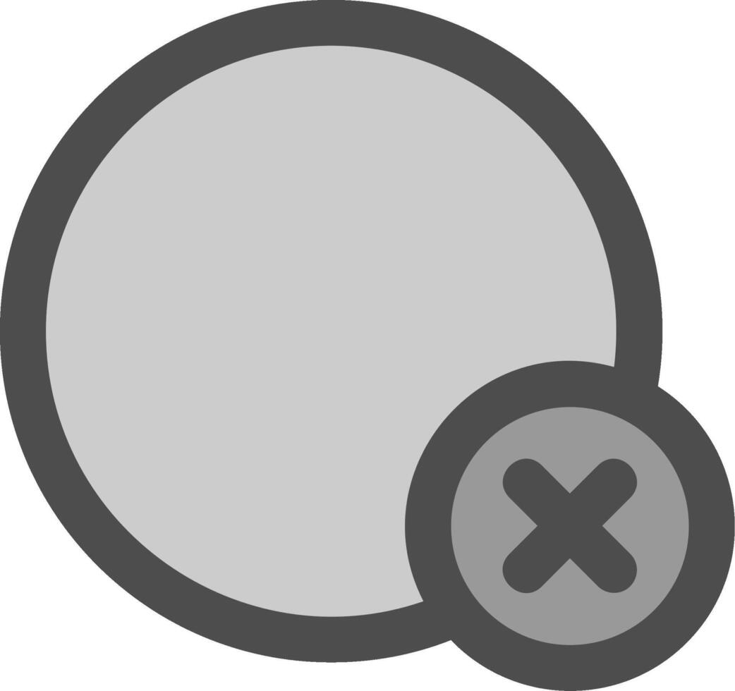 Eliminar circulo línea lleno escala de grises icono vector