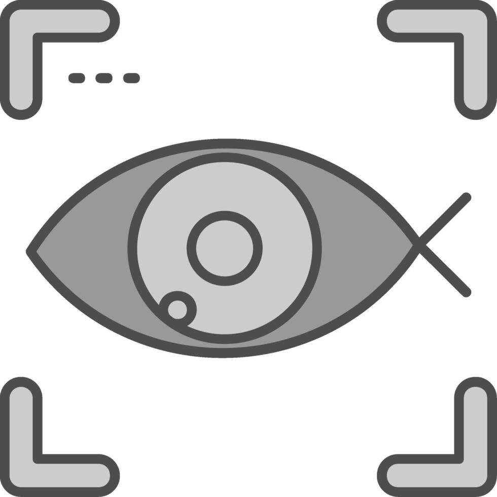 Fish eye Line Filled Greyscale Icon vector