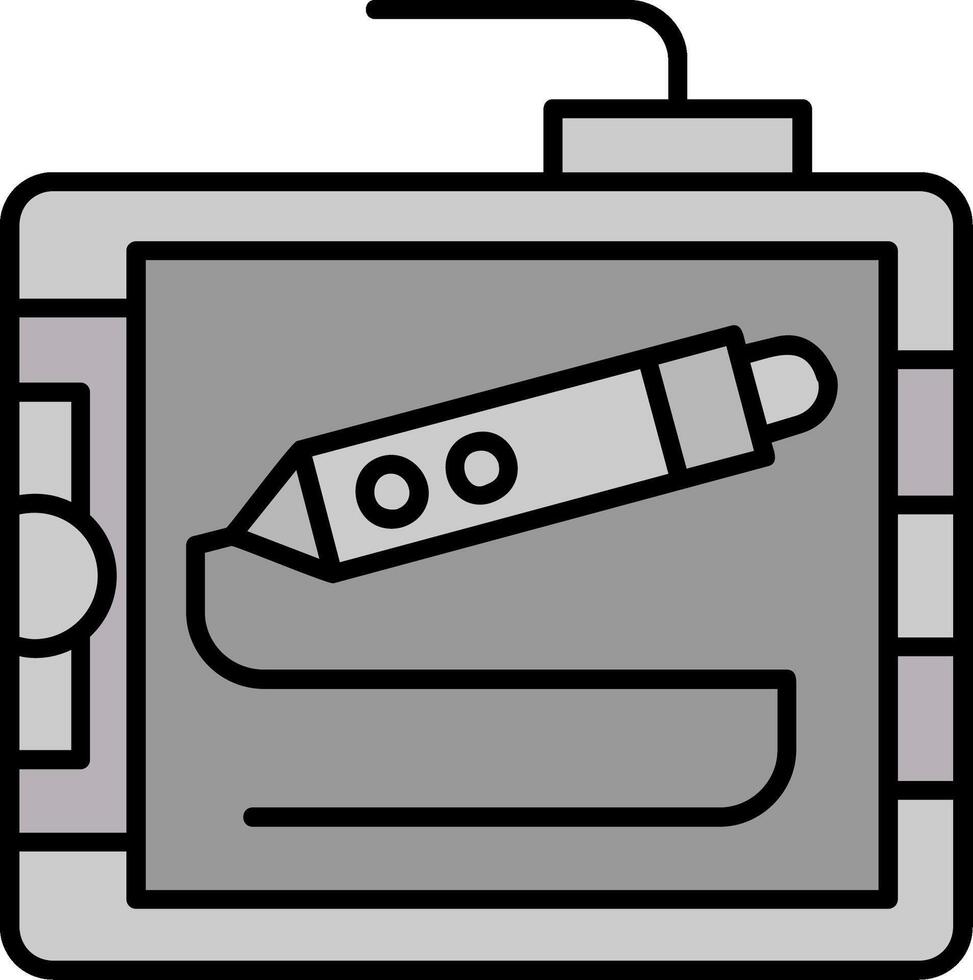 Drawing tablet Line Filled Greyscale Icon vector