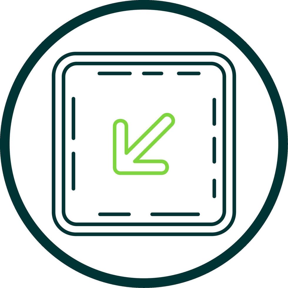 Down left arrow Line Circle Icon vector