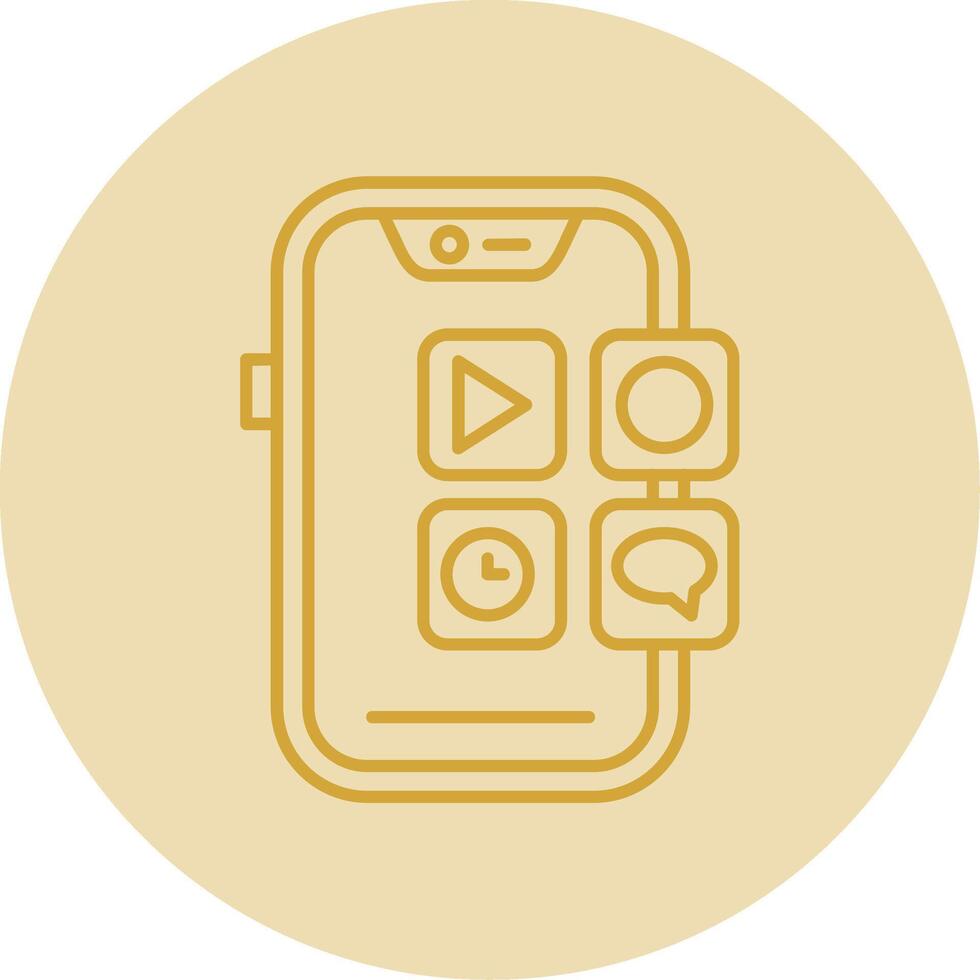 Mobile application Line Yellow Circle Icon vector