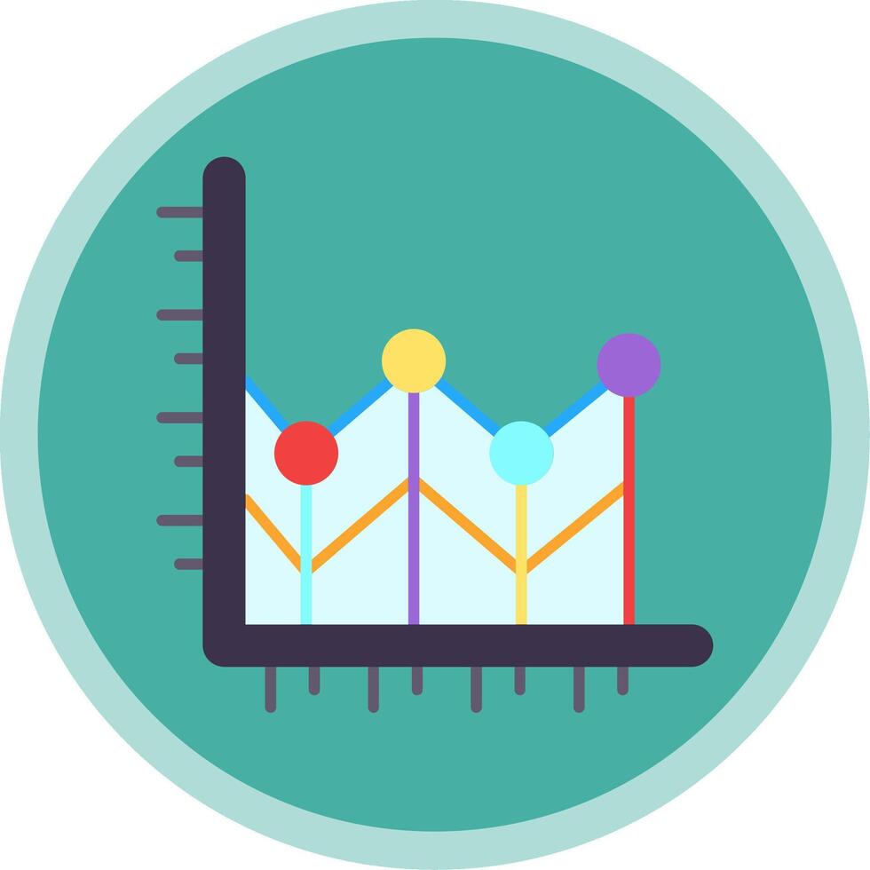 Line chart Flat Multi Circle Icon vector
