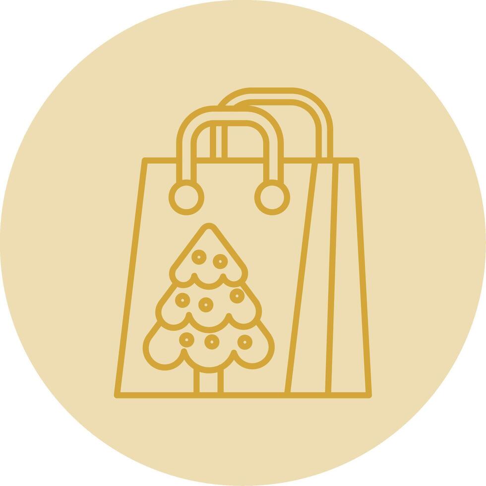 Gift bag Line Yellow Circle Icon vector