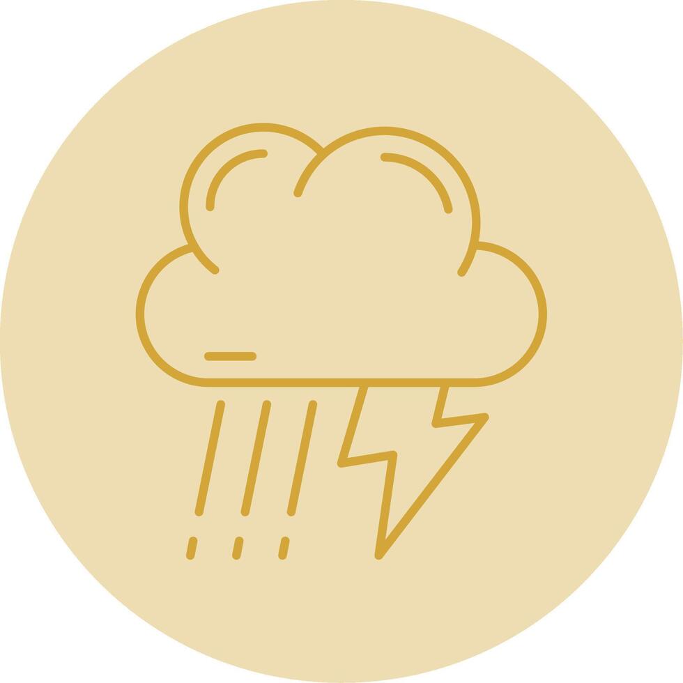 Thunder strom Line Yellow Circle Icon vector