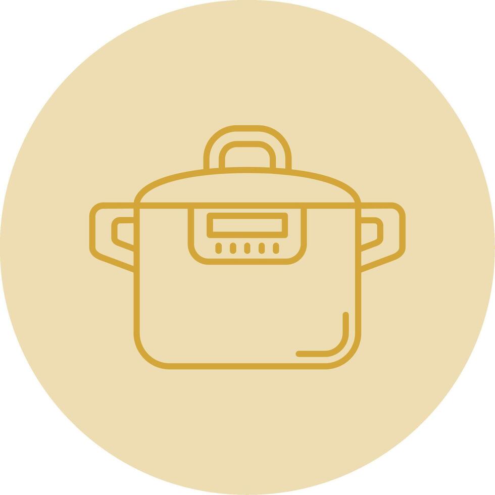 Pressure cooker Line Yellow Circle Icon vector