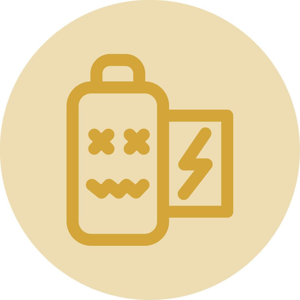 Battery dead Line Yellow Circle Icon vector