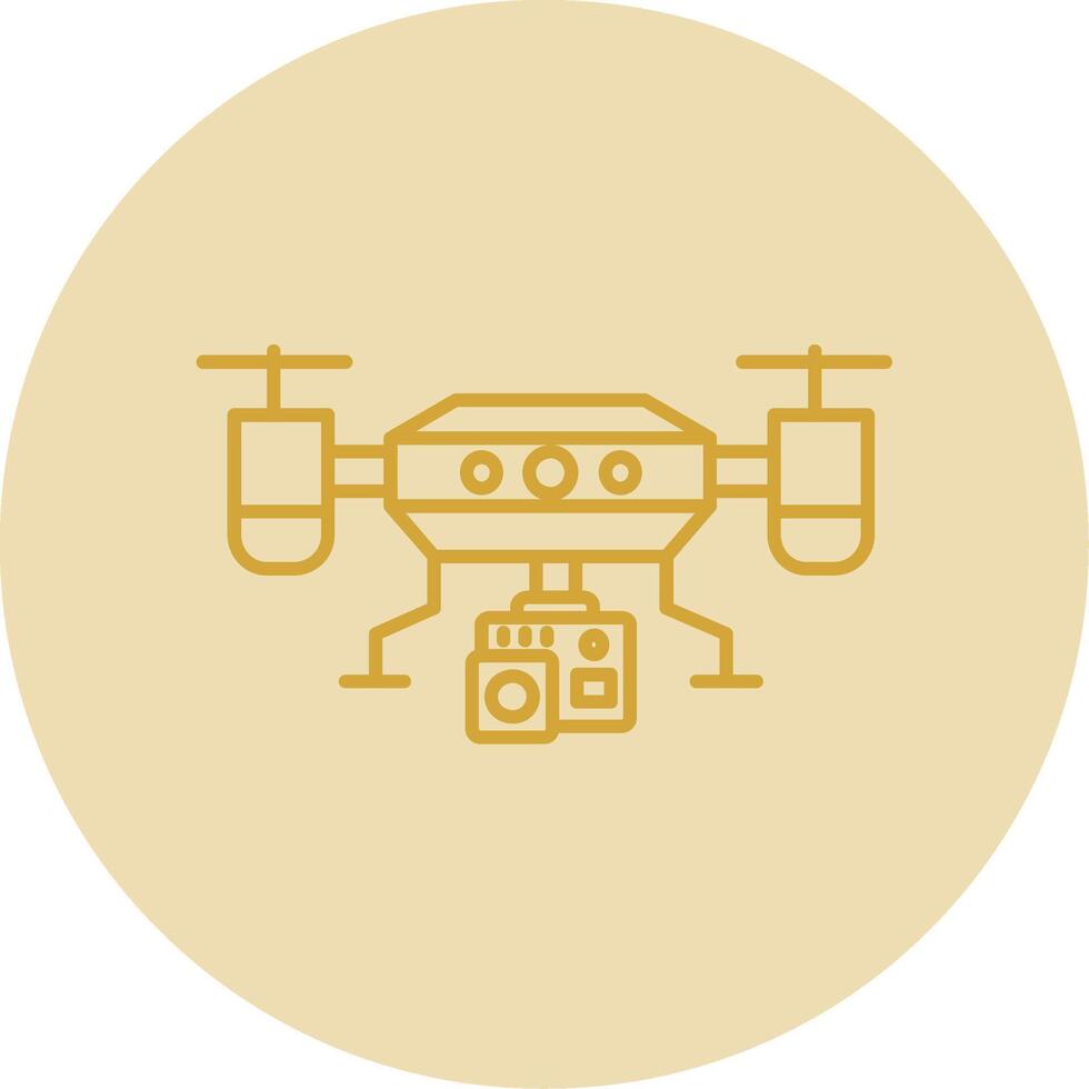 Camera drone Line Yellow Circle Icon vector