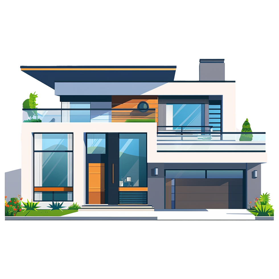 AI generated Contemporary house isolated on transparent background png
