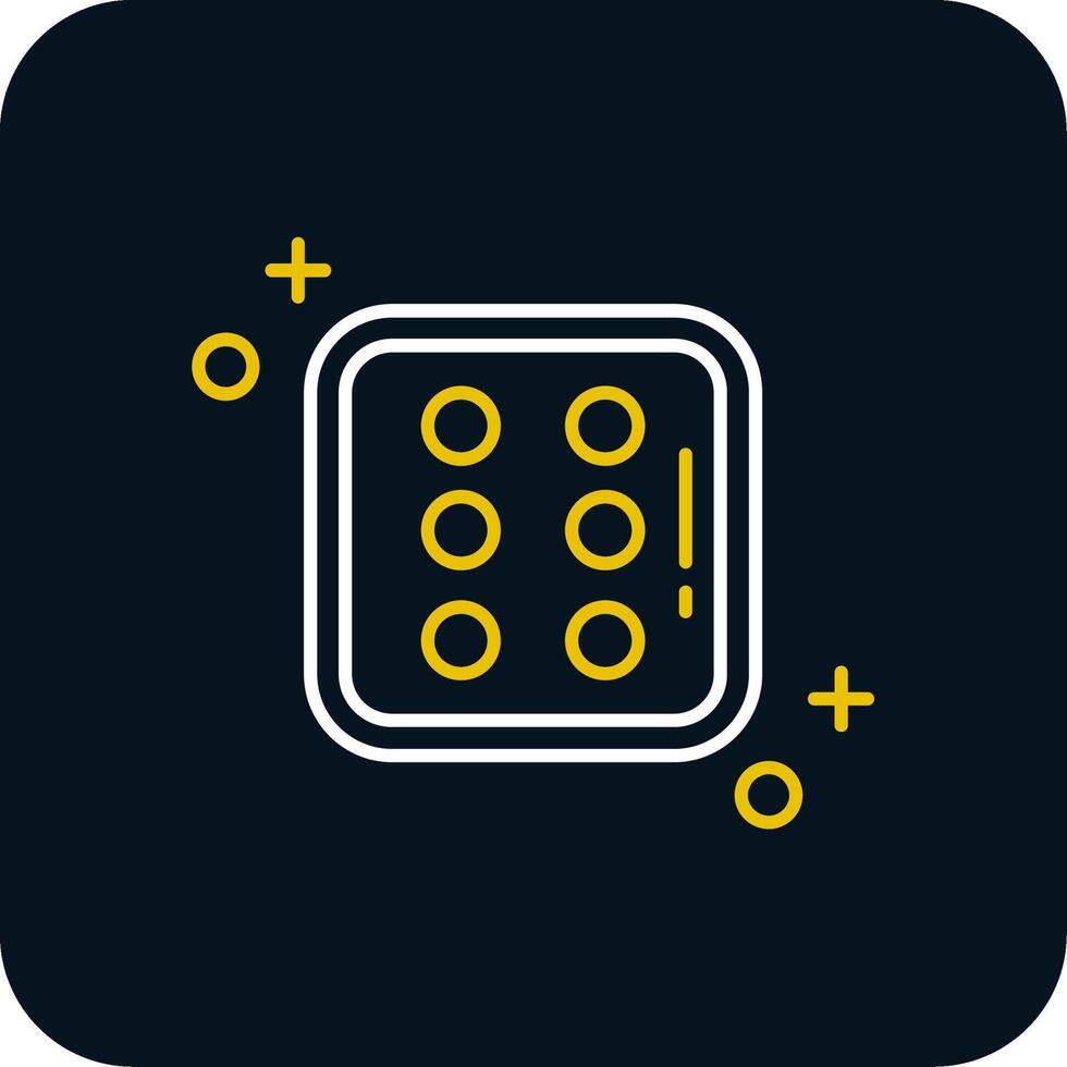 Dice six Line Yellow White Icon vector