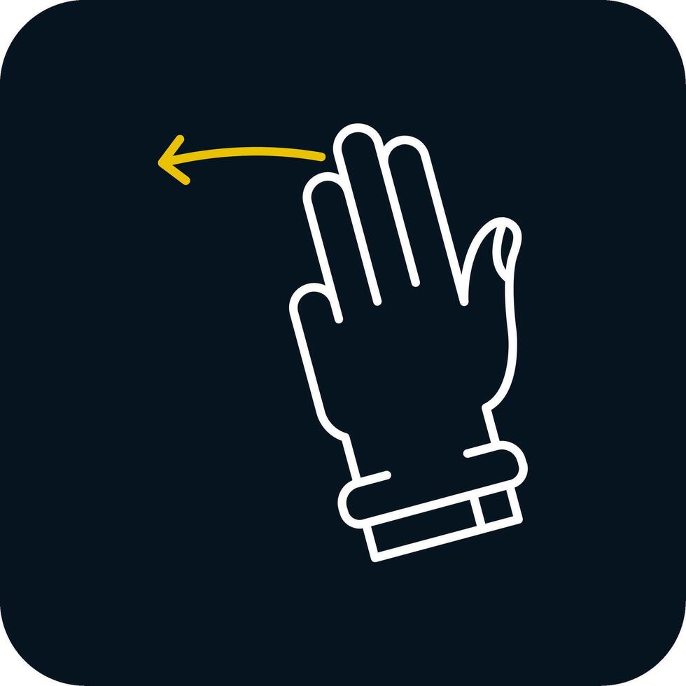 Three Fingers Left Line Yellow White Icon vector