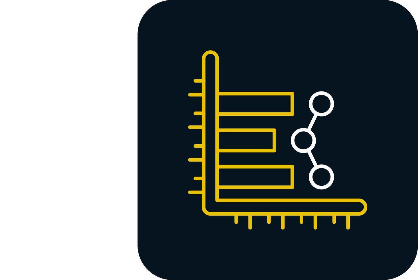 Bar chart Line Yellow White Icon vector