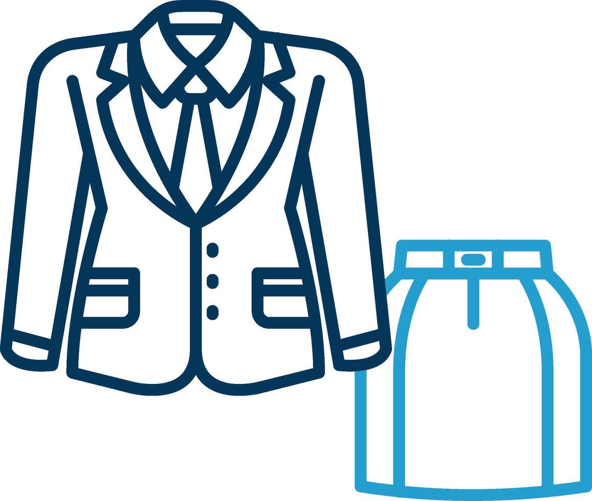 Women suit Line Blue Two Color Icon vector