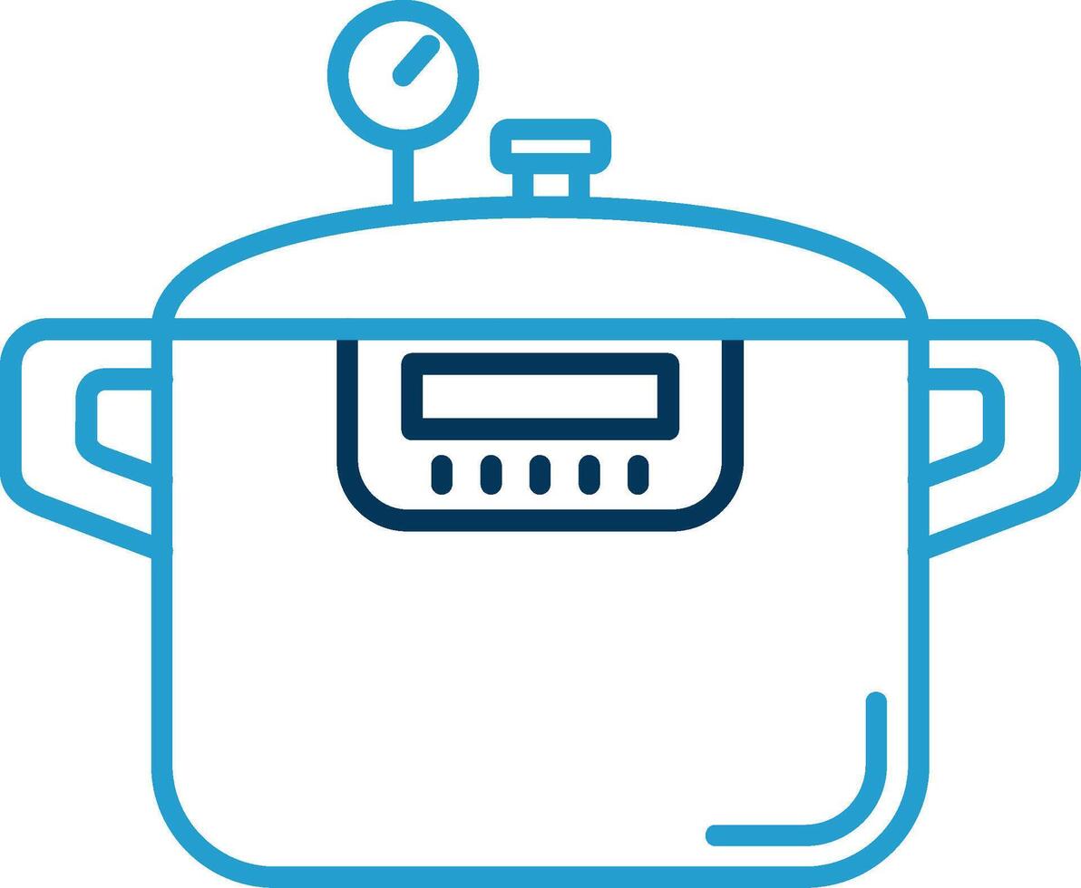 Pressure cooker Line Blue Two Color Icon vector