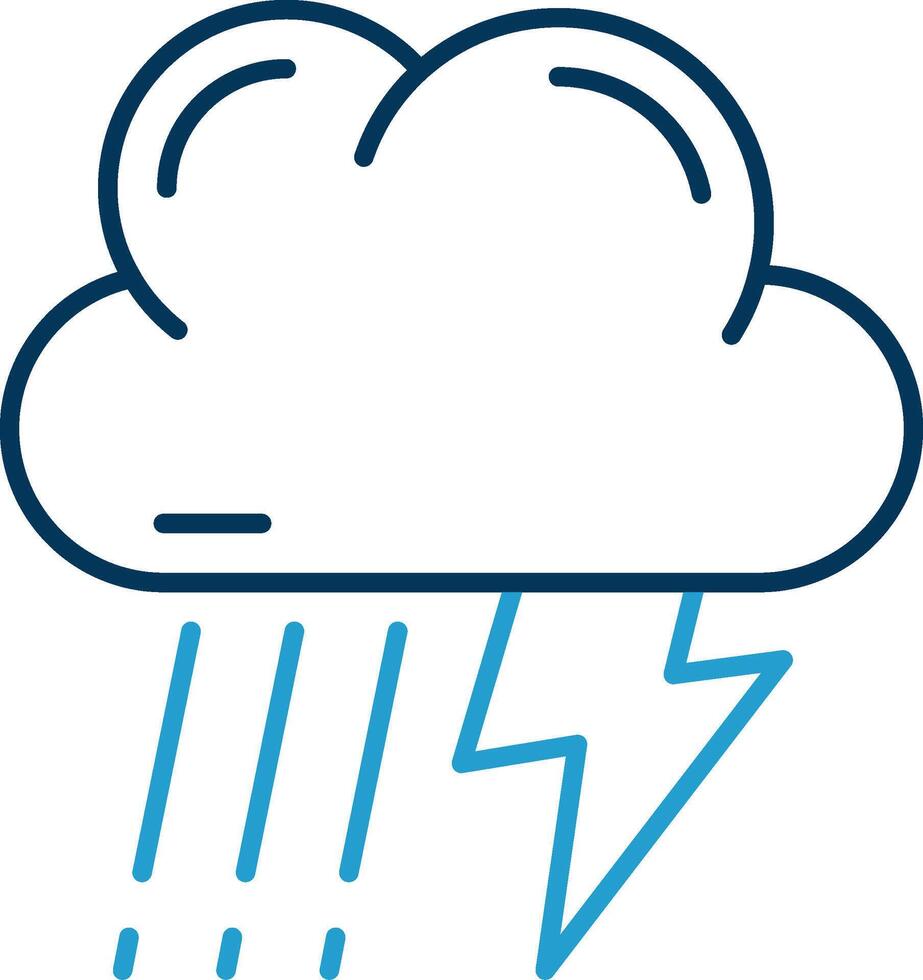 Thunder strom Line Blue Two Color Icon vector